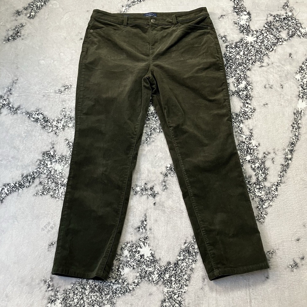 Talbots Pants Womens Size 16P Olive Green Corduroy‎ Simply Flattering Collection